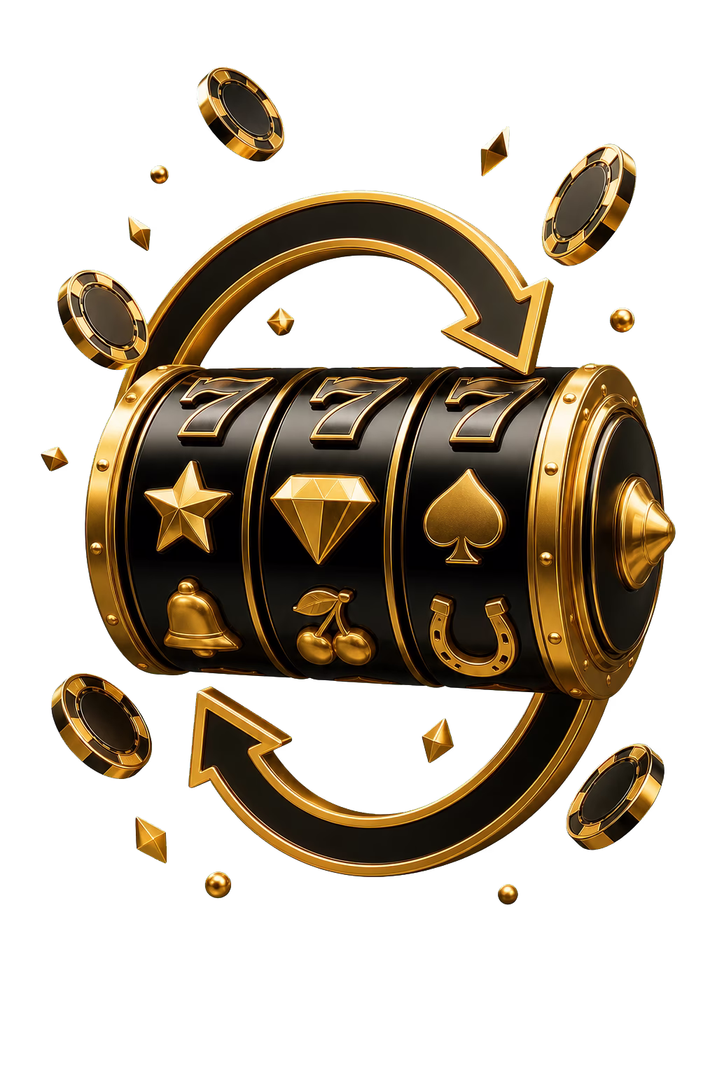 Goldene Freispiele-Rollen mit Slot-Symbolen