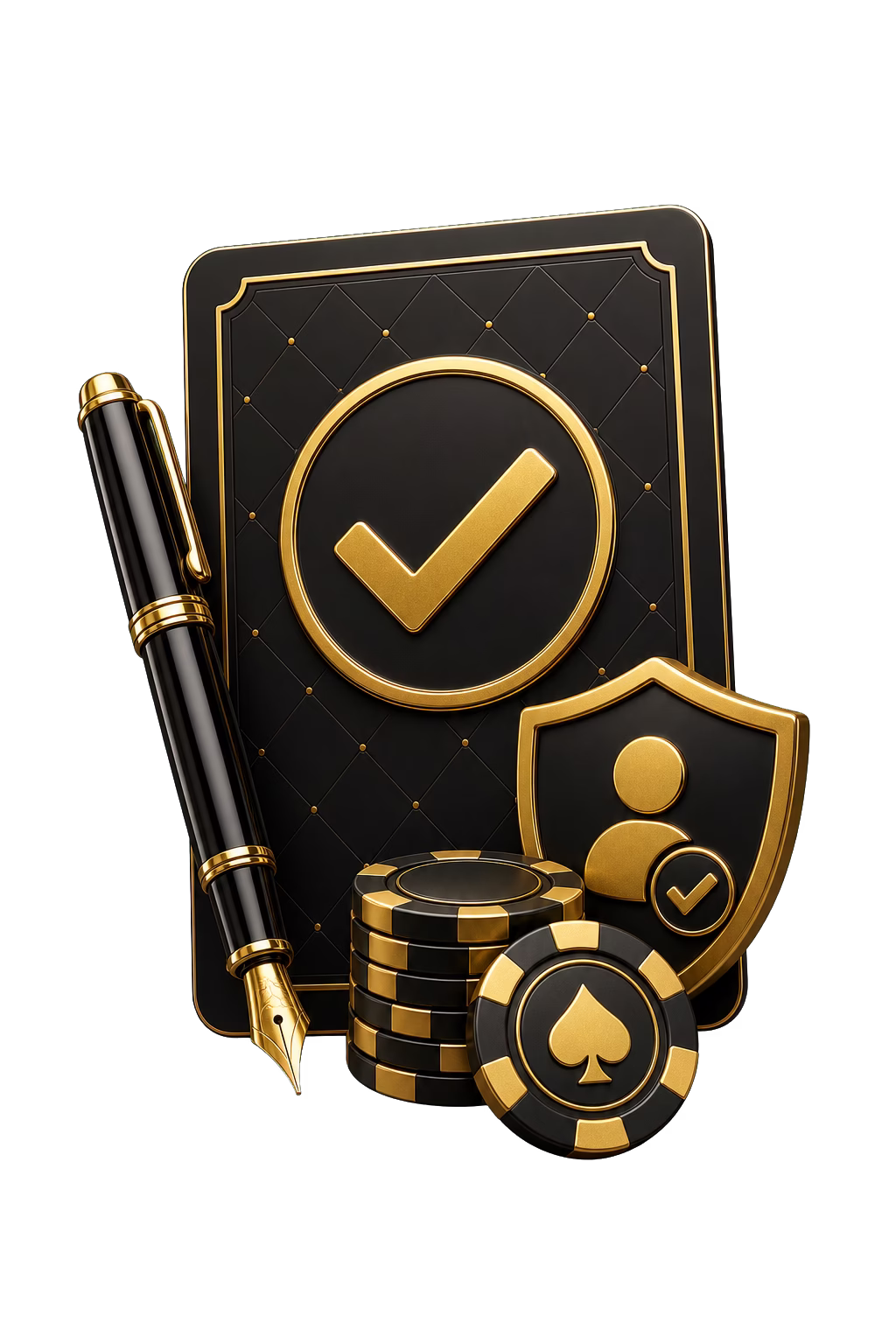 Goldene Mitgliedskarte mit Stift für Registrierung