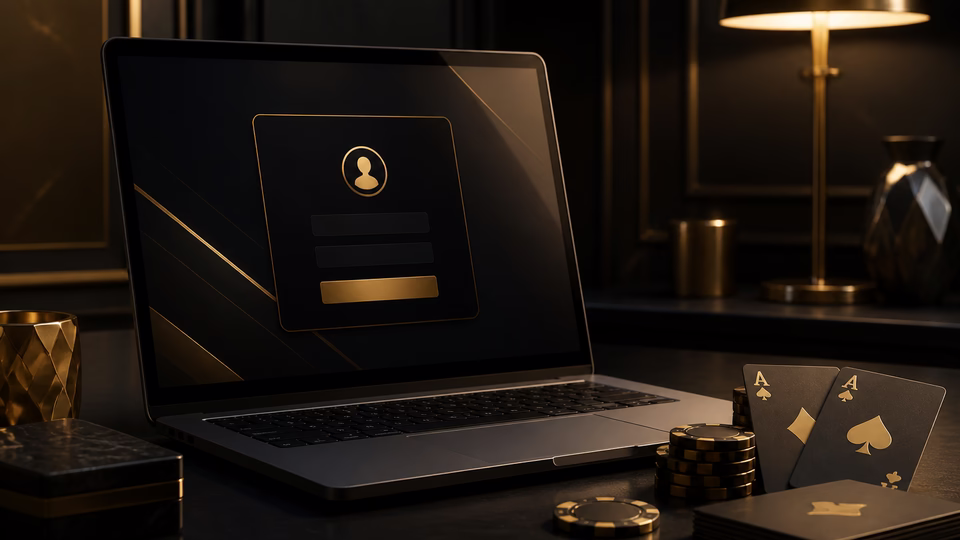 Kontoanmeldung auf Gerät mit Black Label Casino Farbwelt